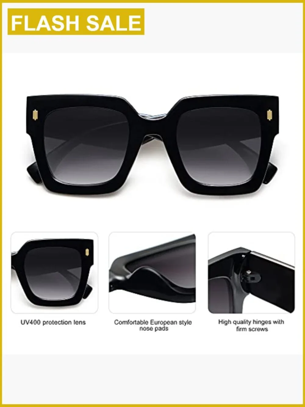 Oversized Square Sunglasses UV400 Protection for Women